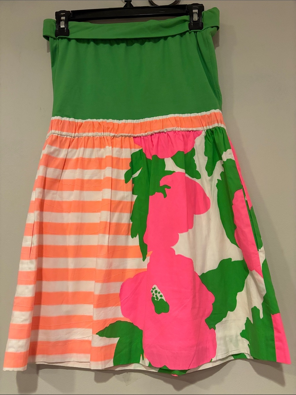 Lilly Pulitzer Green, Hot Pink & Peach Floral Strapless Dress
